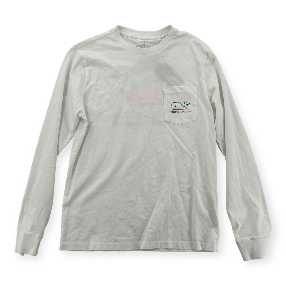 Vineyard Vines Shirt‎ Youth Size Large Long Sleeve Santa Whale Pocket Tee NEW